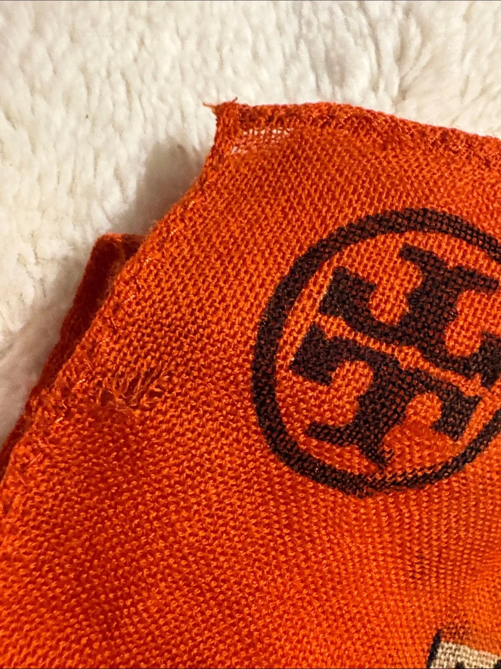 Tory Burch Leopard Print Scarf with Orange Border